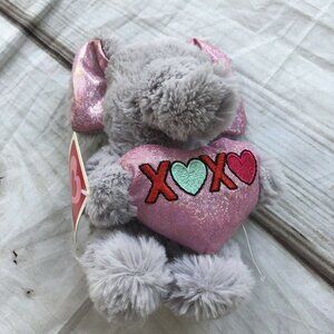 Dan Dee Collector's Elephant 7" Plush Valentine XOXO Heart Pink Sparkle Ears Toy